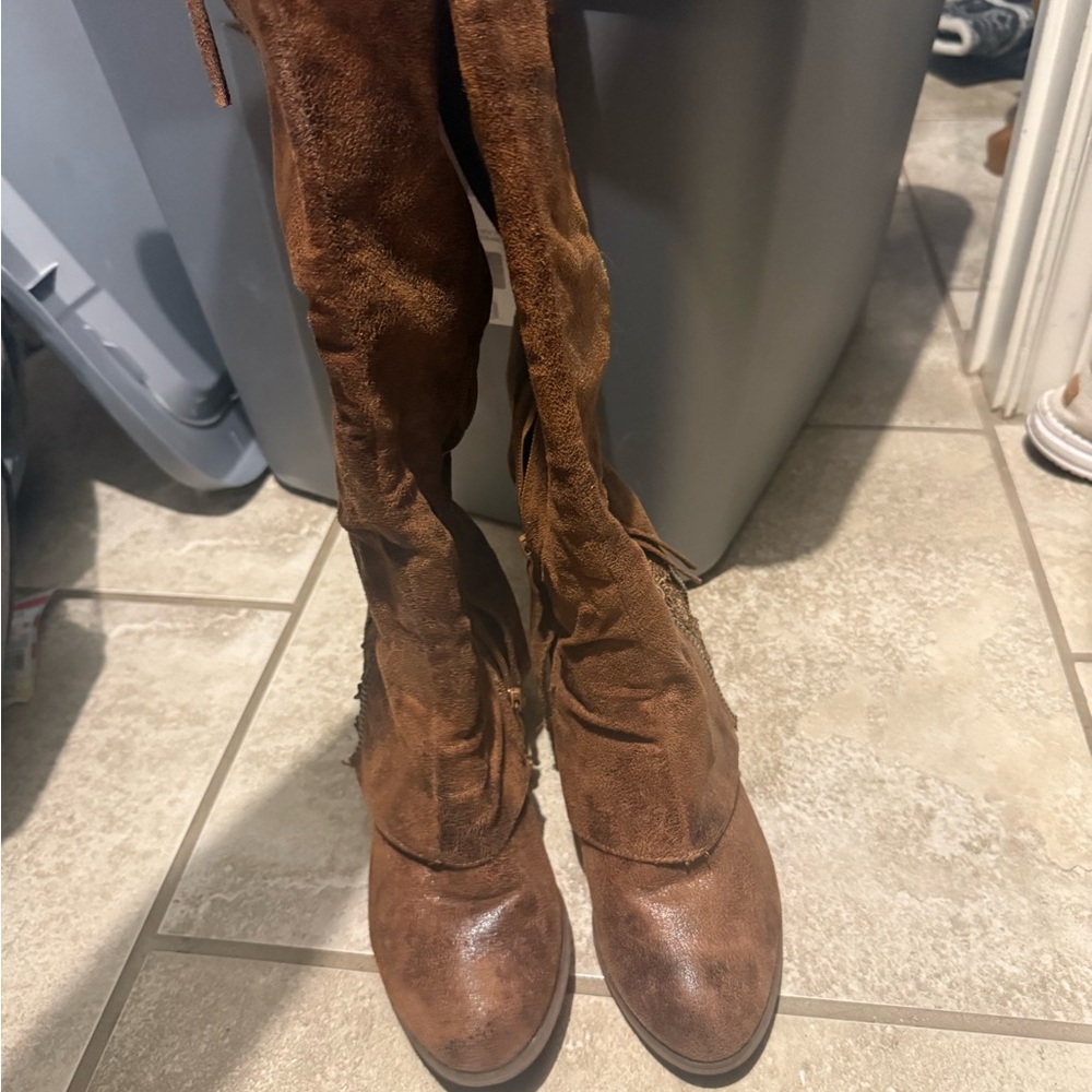Elegant Brown Over the Knee Boots